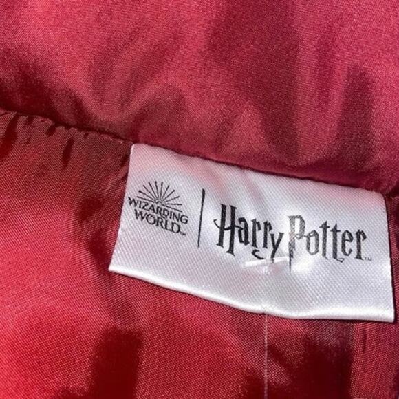 HARRY POTTER HOGWARTS Wizarding World Puffer Coat Jacket SZ XL Rhubarb Red Gold - Picture 7 of 10